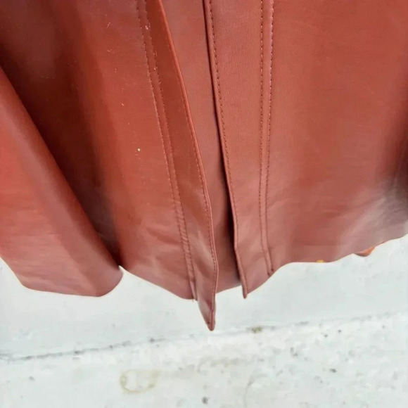 PR Womens Vintage Faux Leather Boho Style Long Coat Rust Size 13/14 - Picture 13 of 16